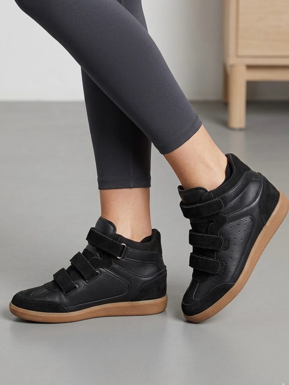 Women's Black High-Top Velcro Sneaker